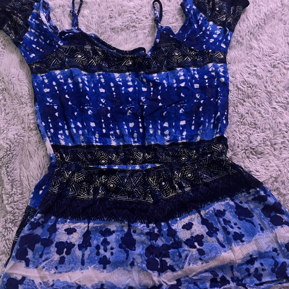 Timing Blue Patterned Kids Romper - Picture 2 of 3